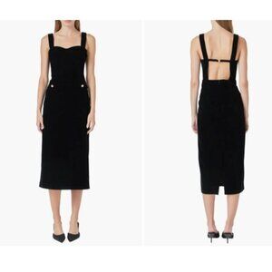 Endless Rose Open Back Velvet Midi Bustier Dress, Black, Sz. S